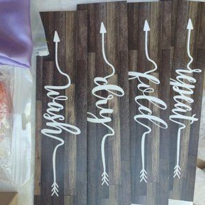 Wash Dry Fold Repeat Rustic Laundry Signs
